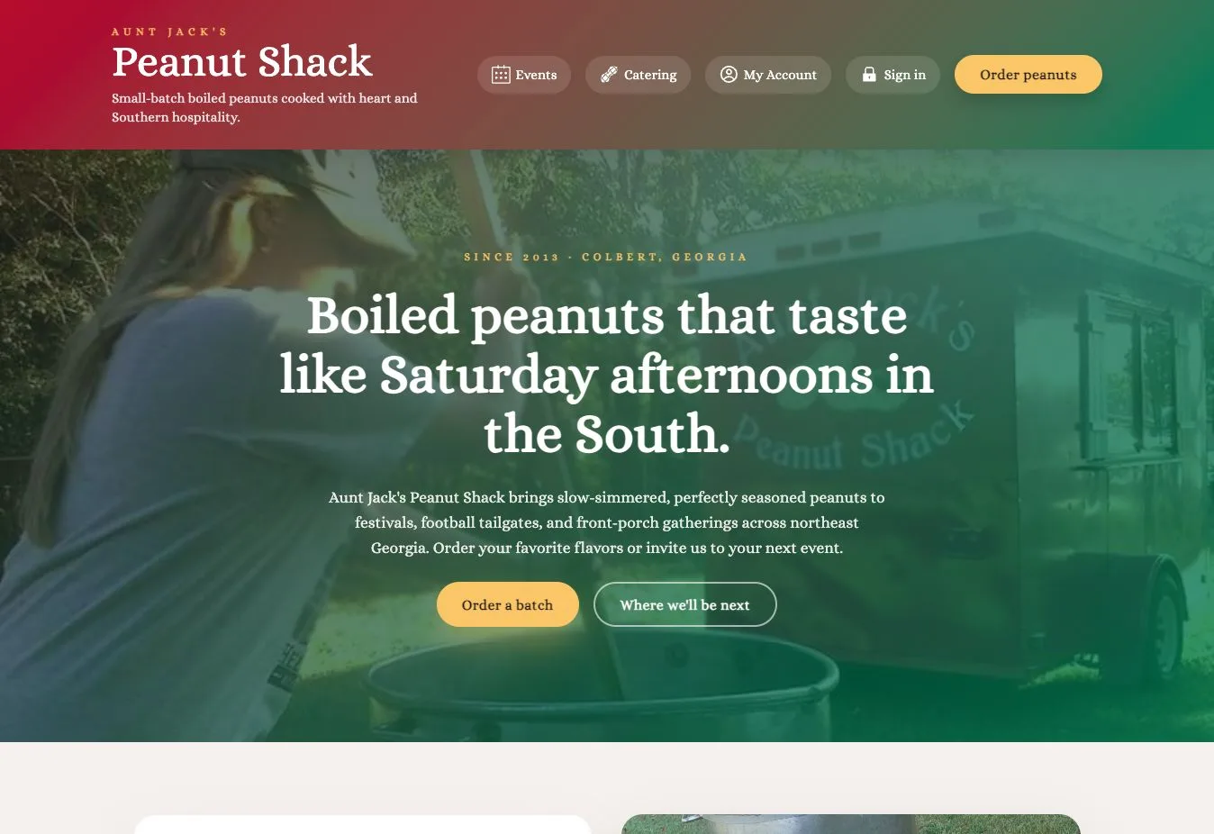 Aunt Jack’s Peanut Shack website homepage