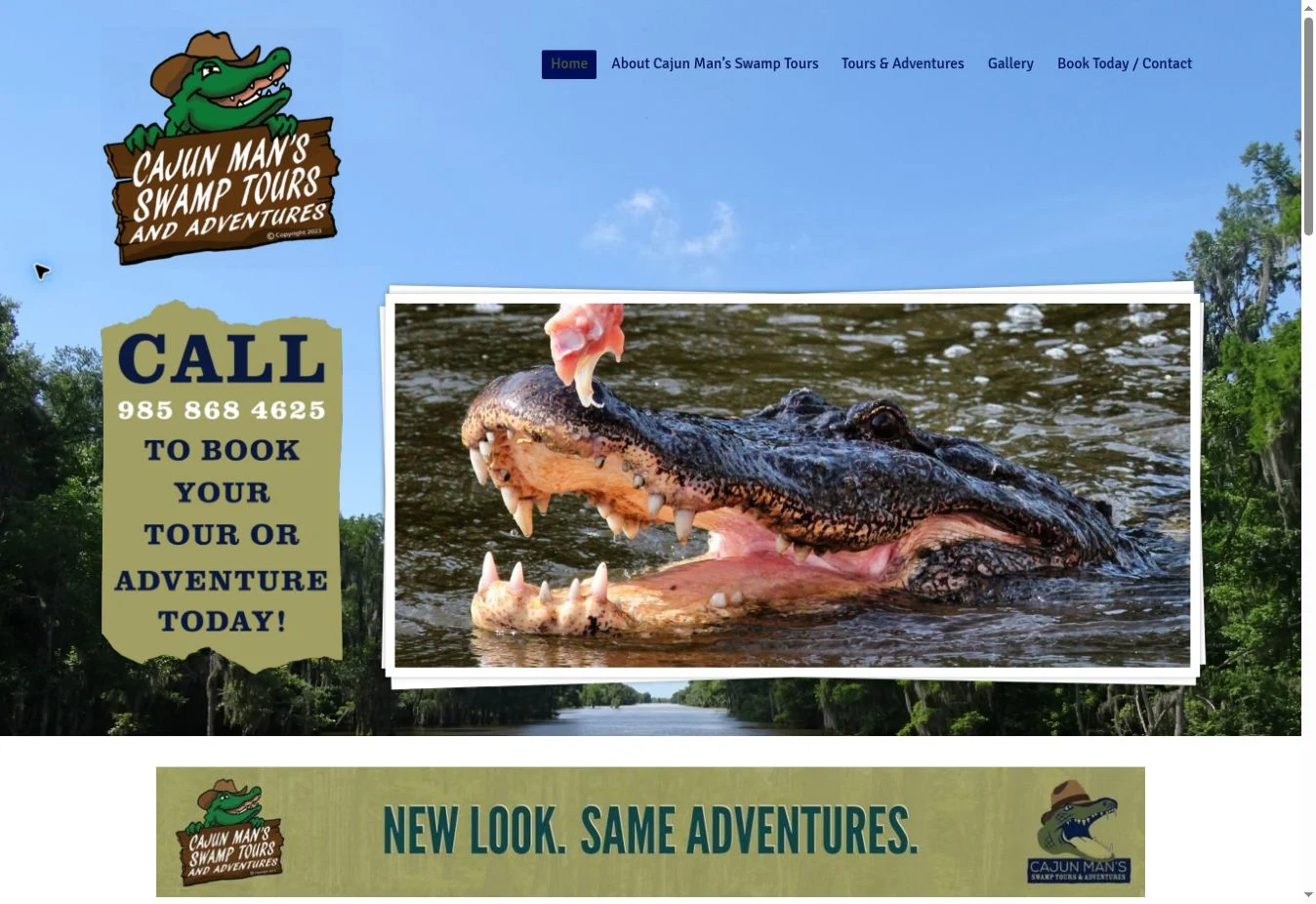 Cajun Man’s Swamp Tours website homepage