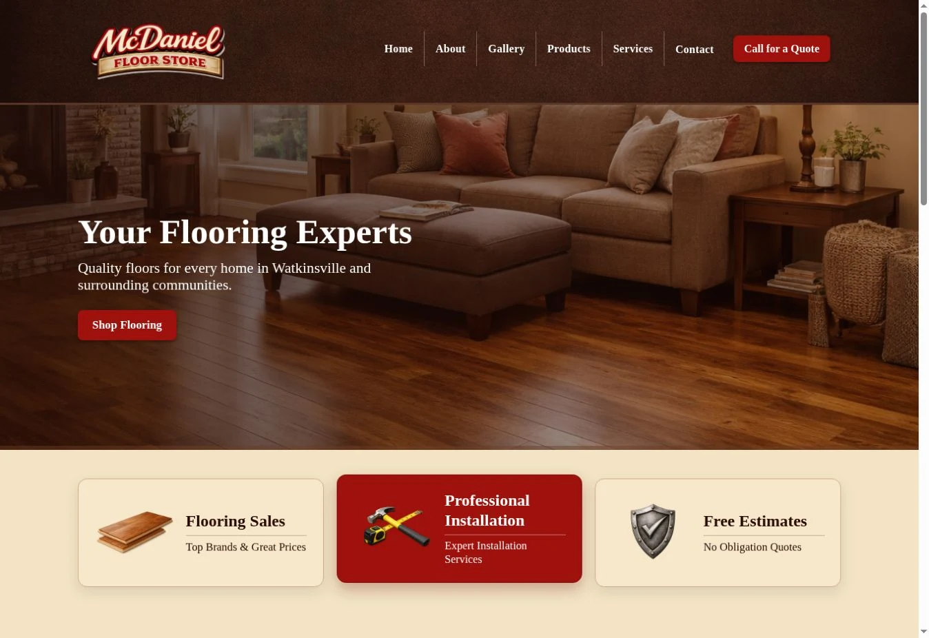 McDaniel Floor Store website homepage